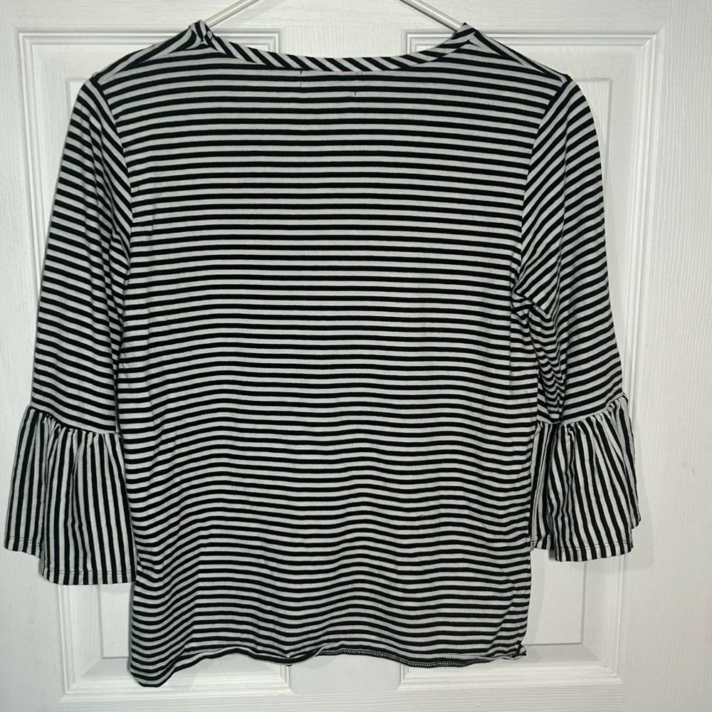 Vineyard Vines Bell 3/4 Sleeve Cotton Black and White Stipe Top Size Small - Picture 5 of 9
